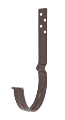 Детальное фото крюк желоба длинный с комплектом крепления l-146, сталь, d-150 мм, коричневый, aquasystem