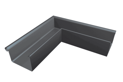 Детальное фото угол прямоугольного желоба 333 мм для квадратного водостока, внешний, алюминий, темно-серый ral 7016, prefa